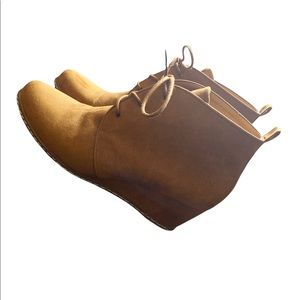 Tan wedge ankle boots